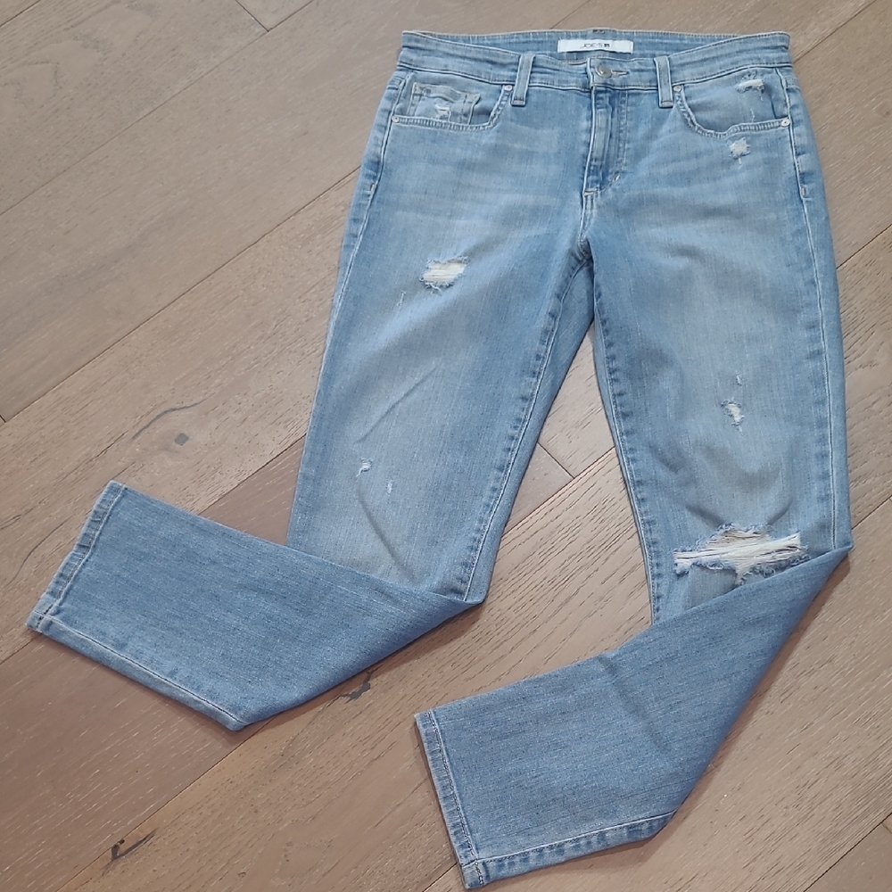 Joe's Jeans Women's sz 25 Boyfriend Slim Ankle Mid Rise Distressed Denim